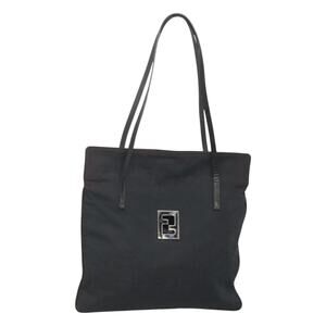 FENDI Zucca Canvas Tote Bag Nylon Black Silver
